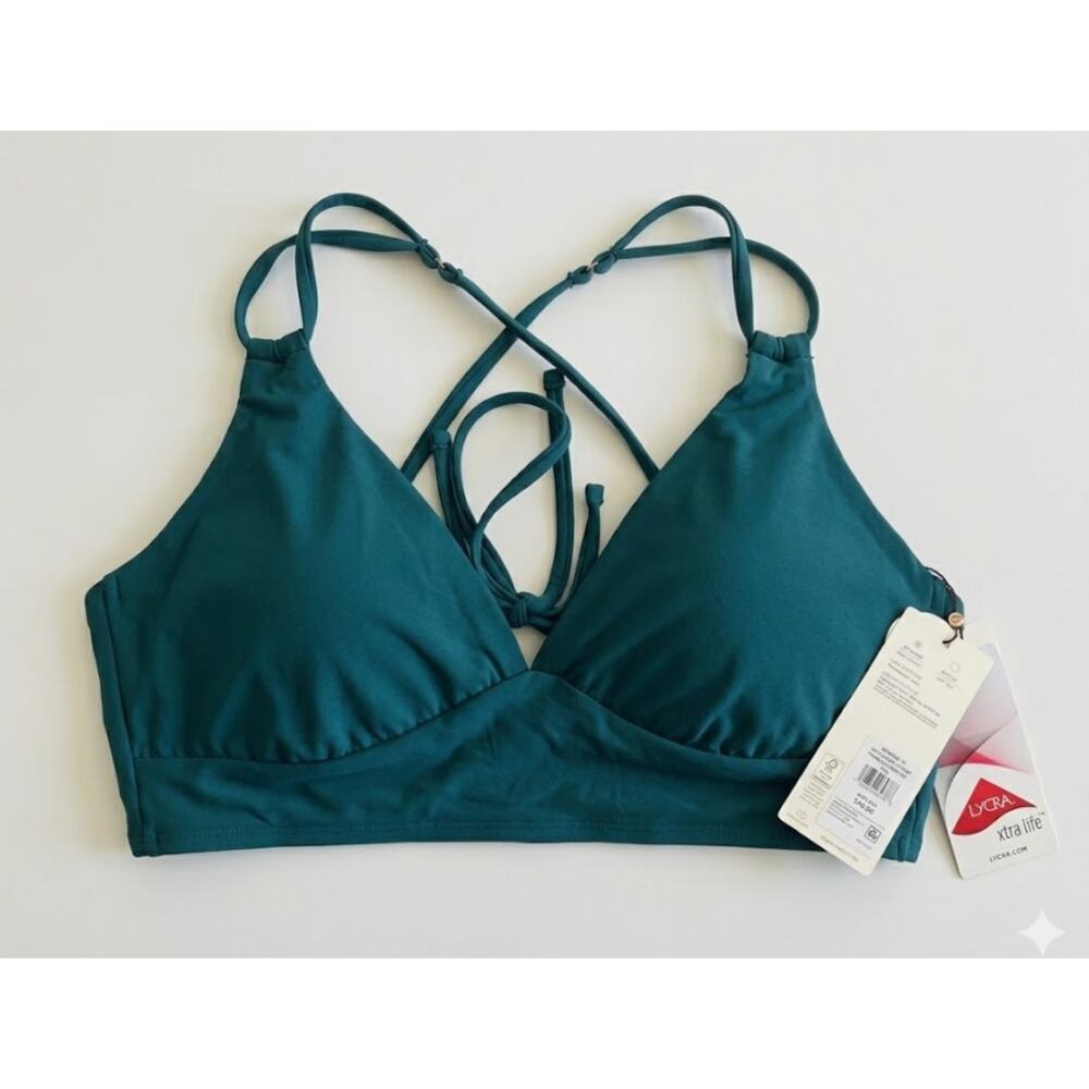CALIA Double Strap Triangle Bikini Top - Teal - Size Medium NWT